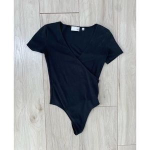 Babaton V-neck crisscross thong bodysuit